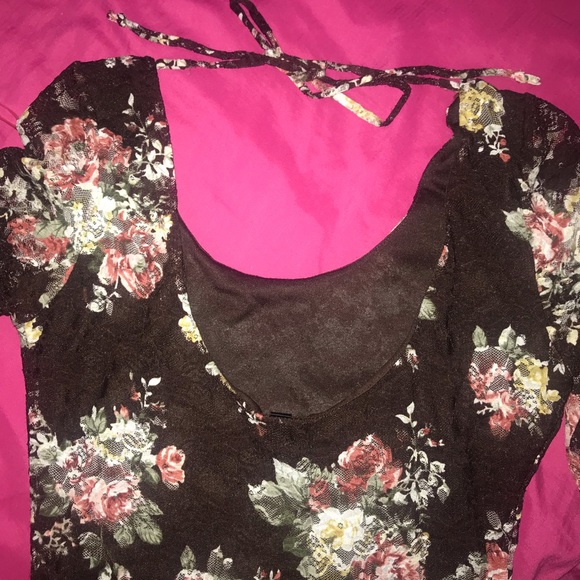 Brown Floral Mini Dress - Picture 2 of 3